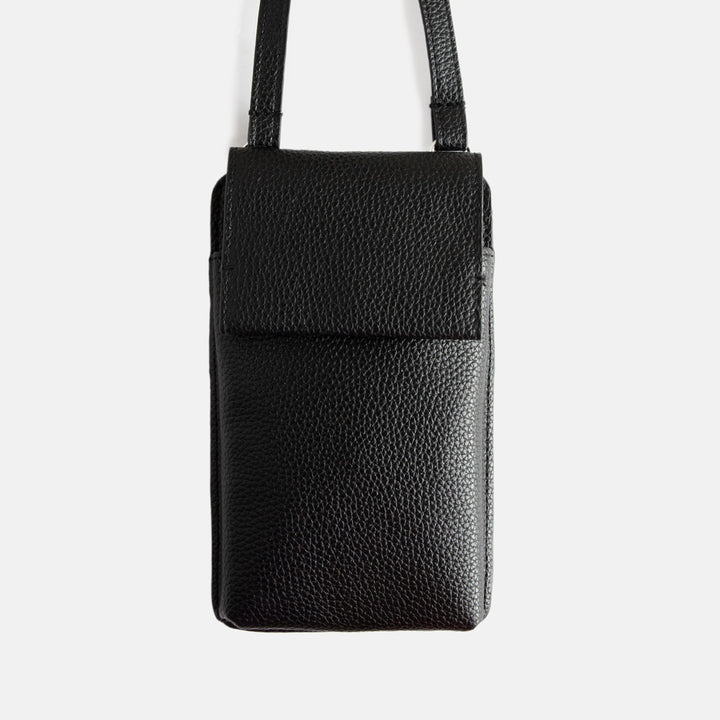 Black Vegan Leather Phone Bag