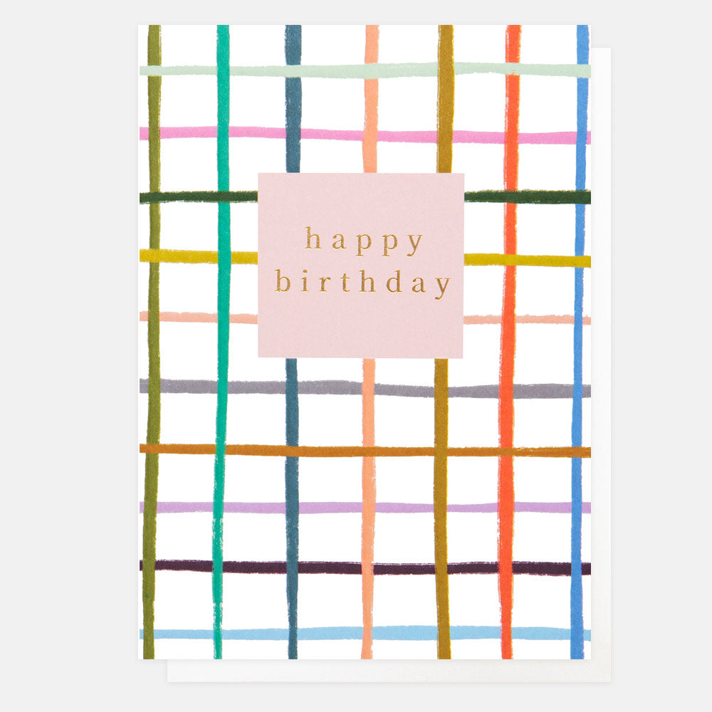 colourful check happy birthday card