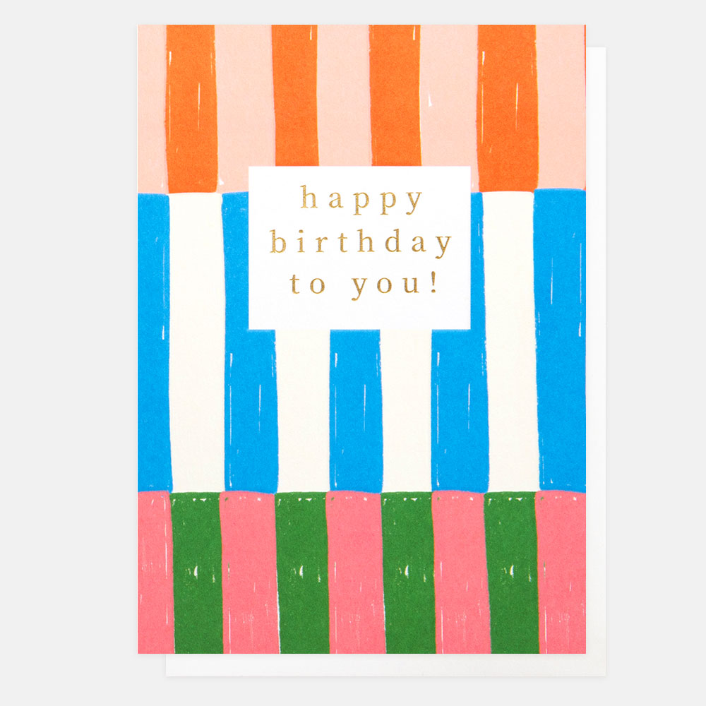 Multi Stripe Happy Birthday To You Card