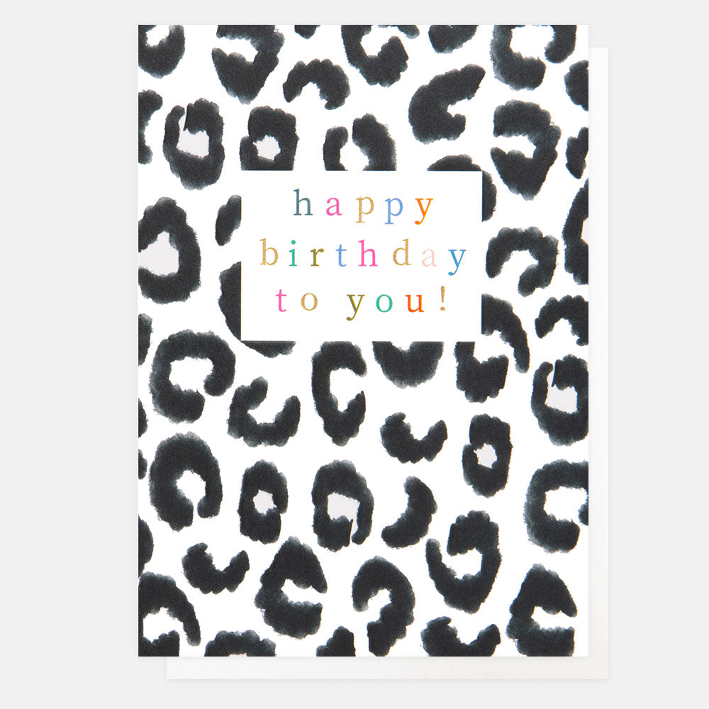 Monochrome Leopard Print Happy Birthday To You Card