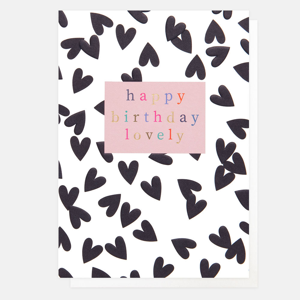Monochrome Hearts Happy Birthday Lovely Card