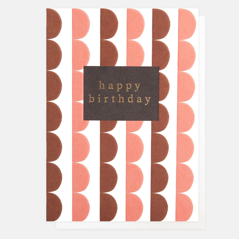 red & pink scalloped stripe happy birthday card