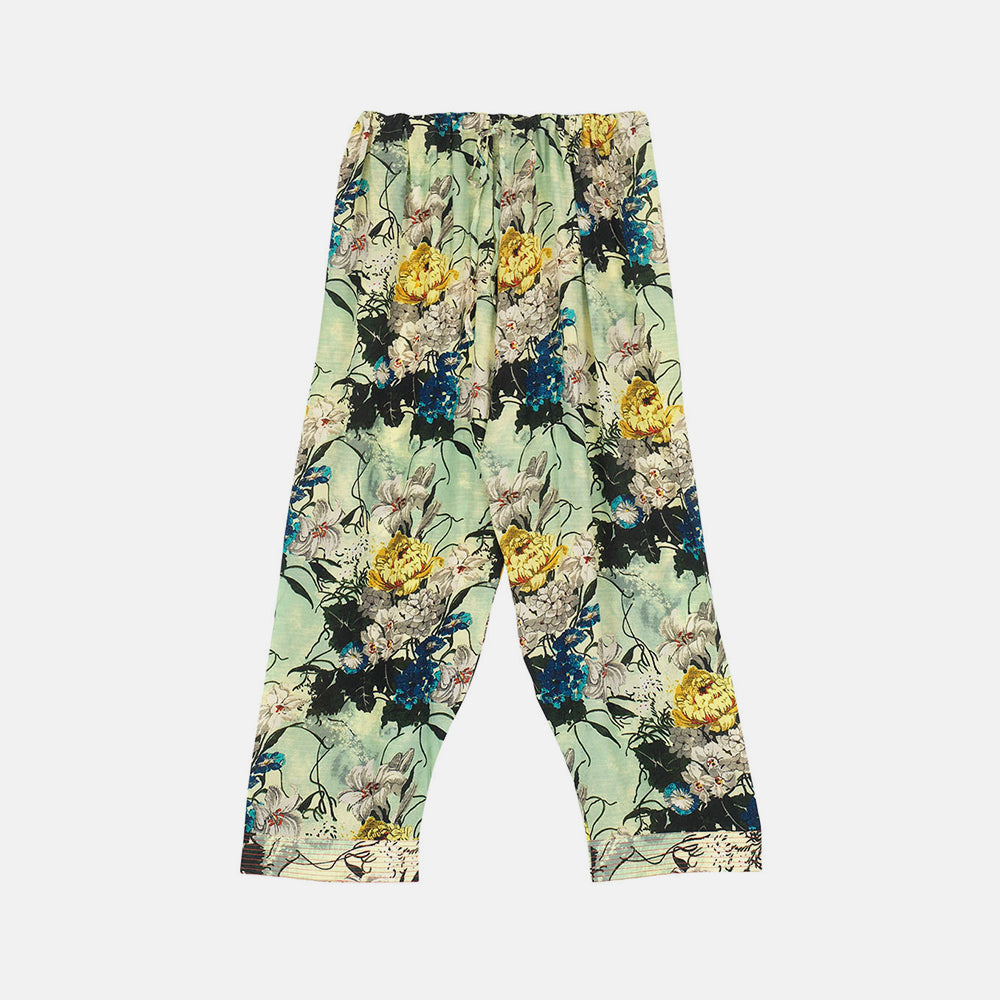 light green winter lily lounge pants by 100 stars