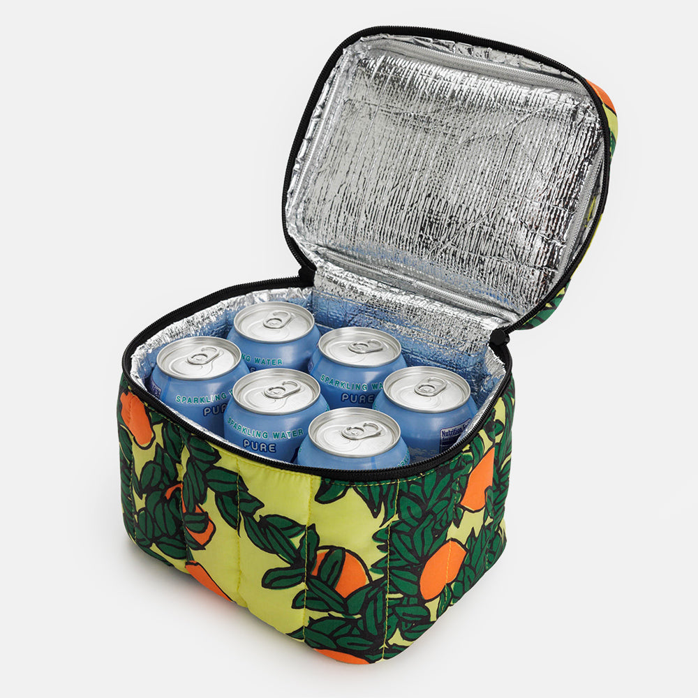 orange tree print insulated lunch cool bag, made by Baggu