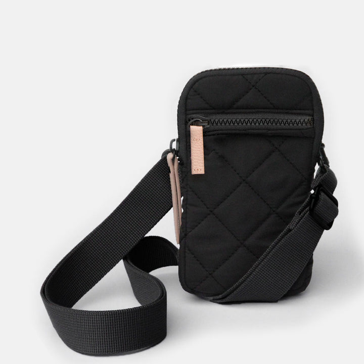 Black Quilted Phone Pouch Bag