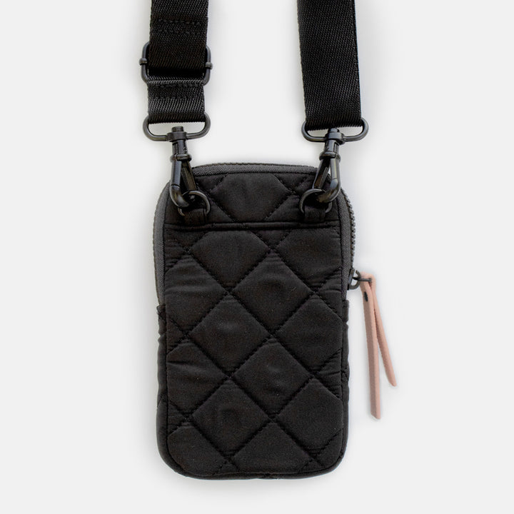 Black Quilted Phone Pouch Bag