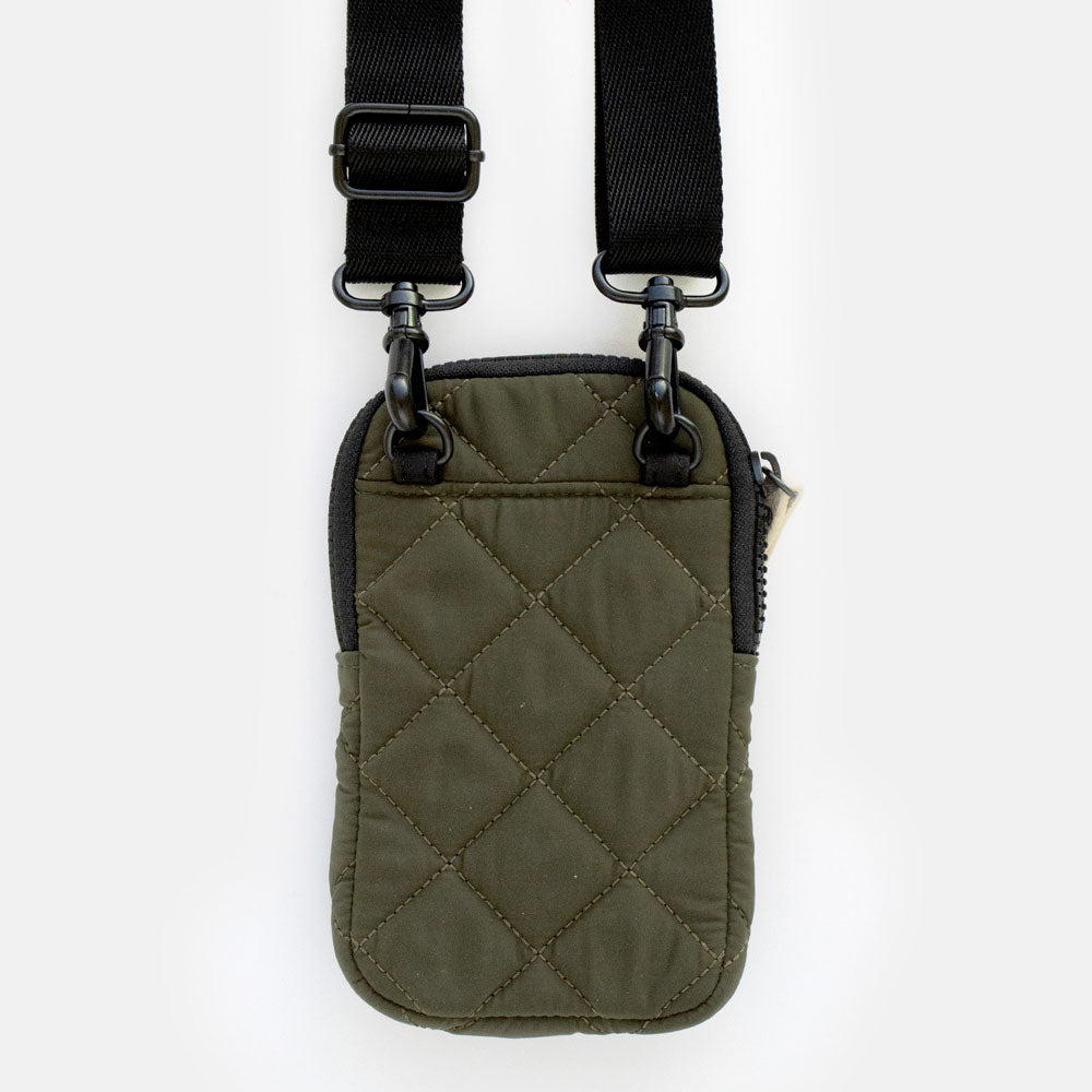 Khaki Quilted Phone Pouch Bag