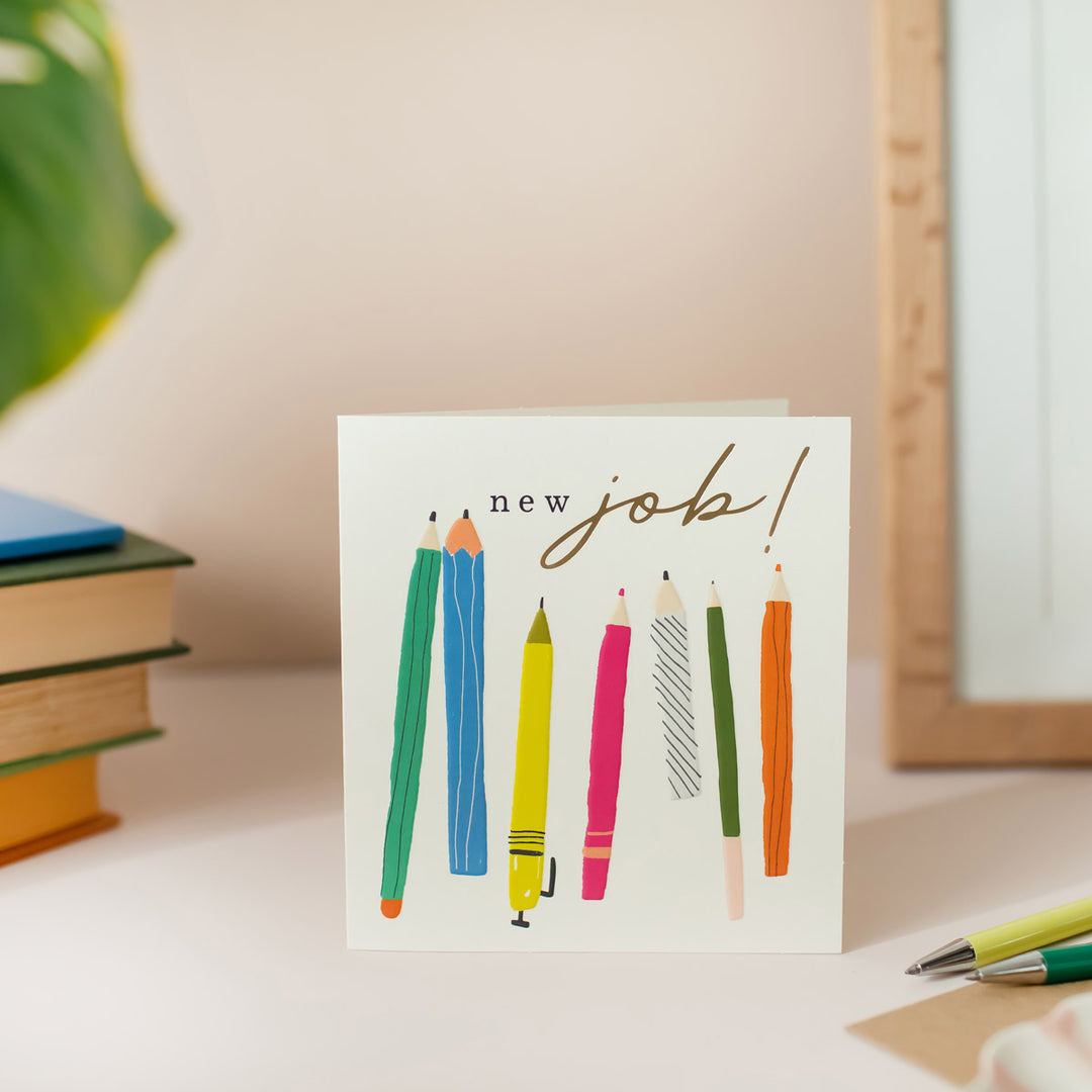 Colourful Pens & Pencils New Job Card