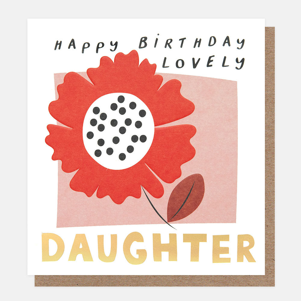 red dotty flower happy birthday lovely daughter card