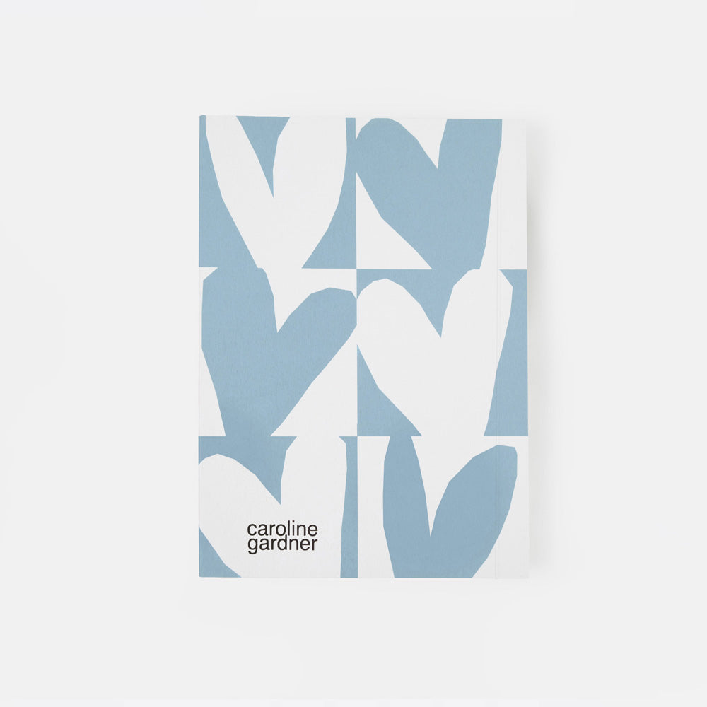 caroline gardner notebook with light blue & white checked heart print cover