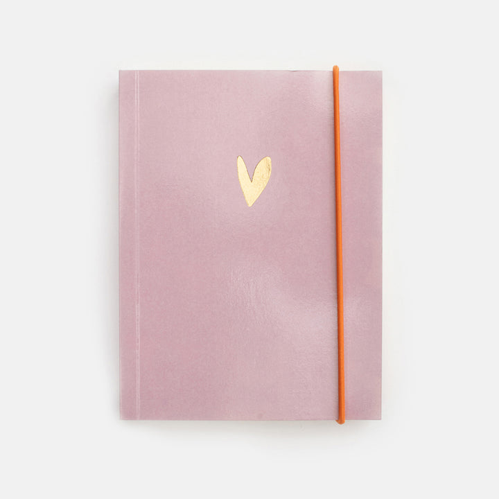 pink with gold heart small soft cover notebook