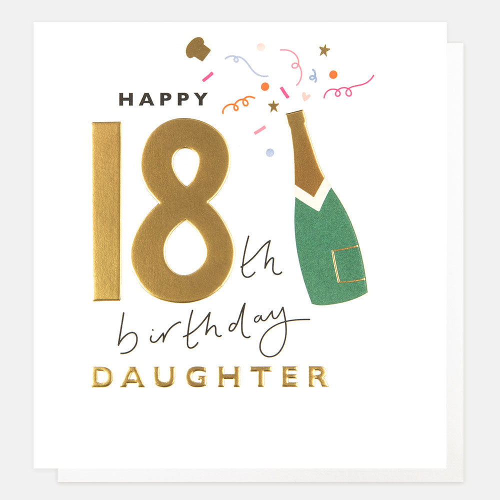 gold foil champagne bottle popping happy 18th birthday daughter card
