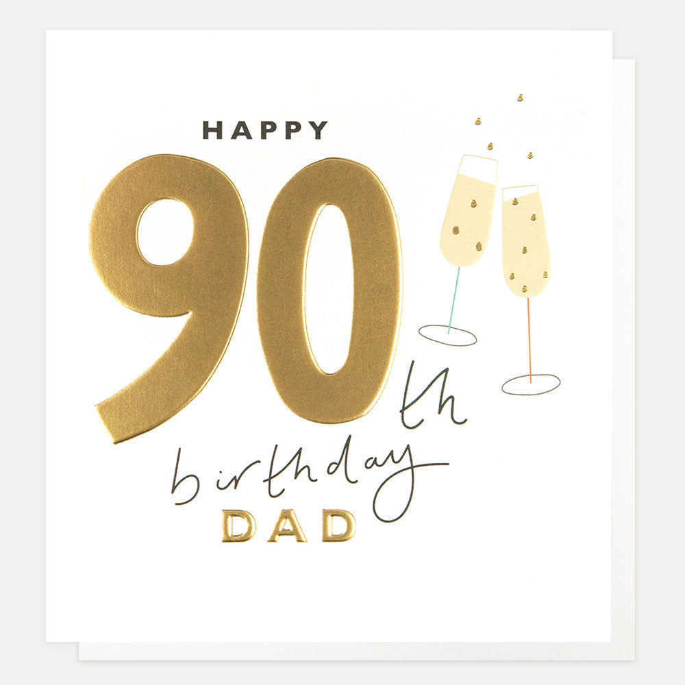 gold foil champagne flutes happy 90th birthday dad card