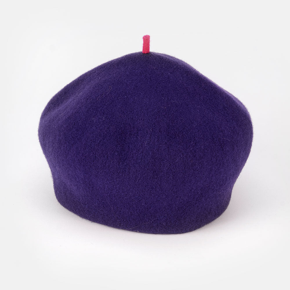 Violet purple pure merino wool roll up beret