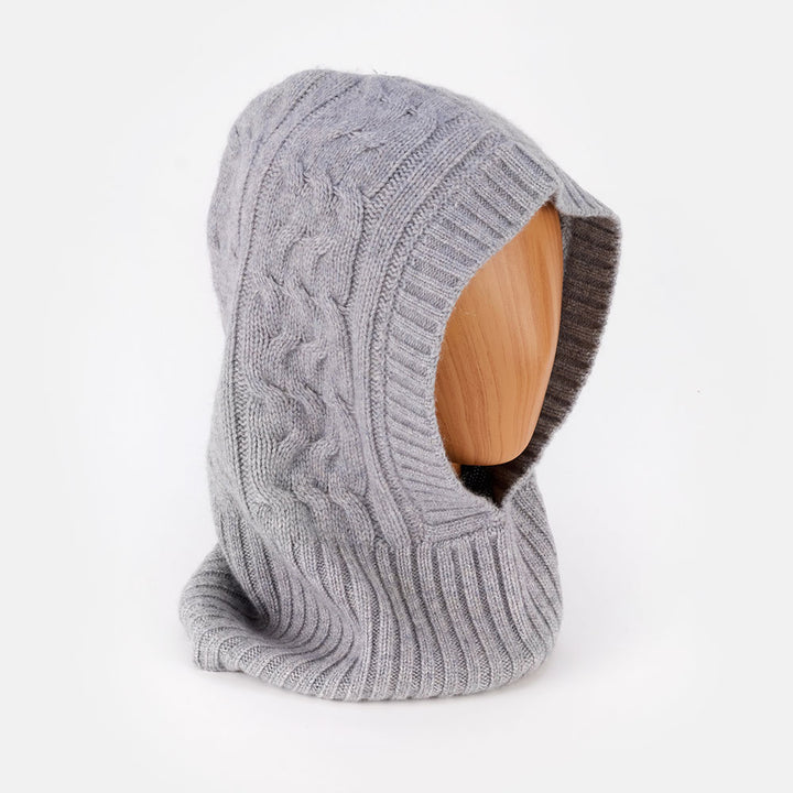 grey pure cashmere wool balaclava hood