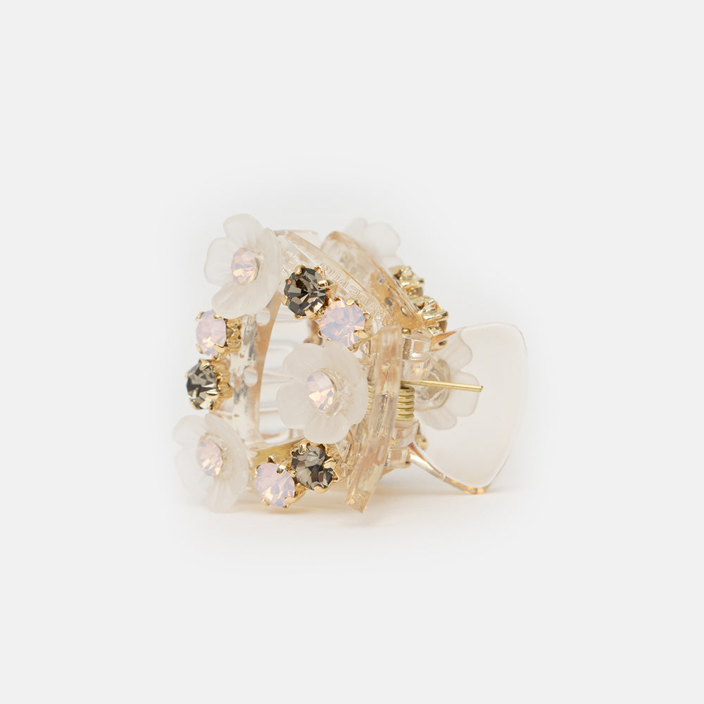 opal crystal flower hair claw grip