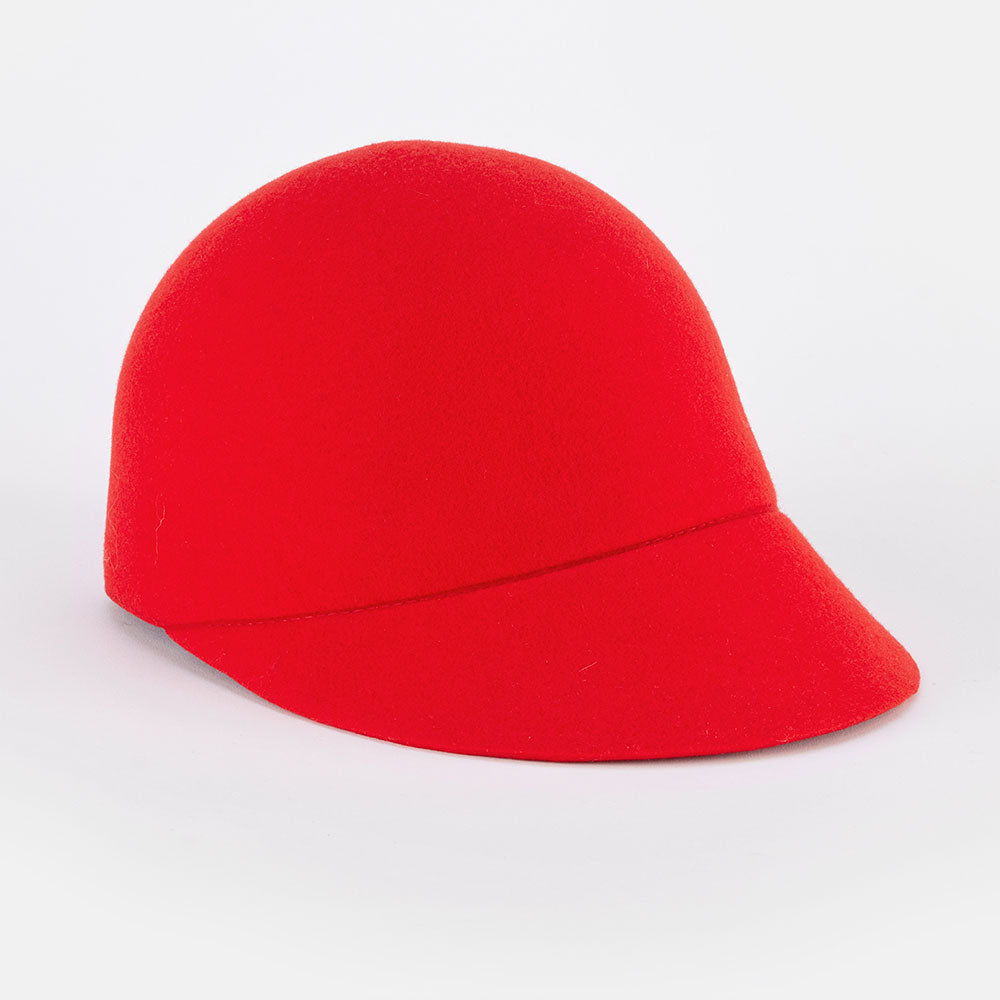 red merino wool riding hat, hand made in France
