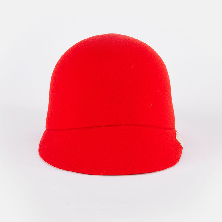 red merino wool riding hat, hand made in France