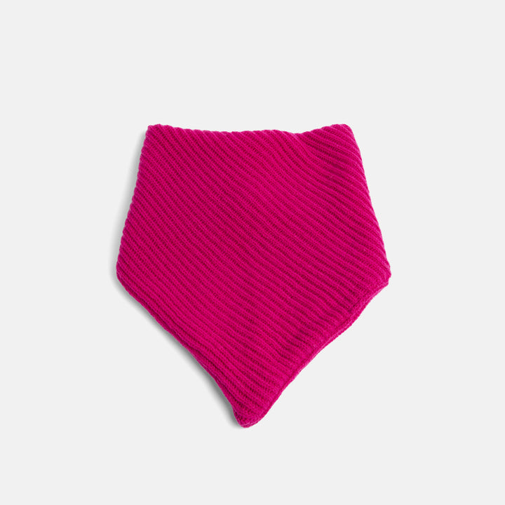 fuchsia pink cashmere blend bandana scarf, hand made in France