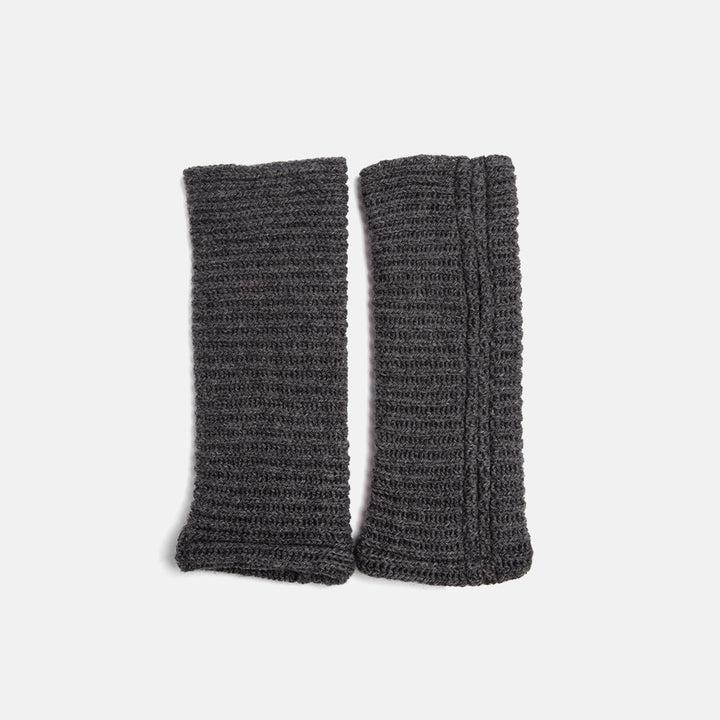 dark grey cashmere blend wrist warmers, hand made in France