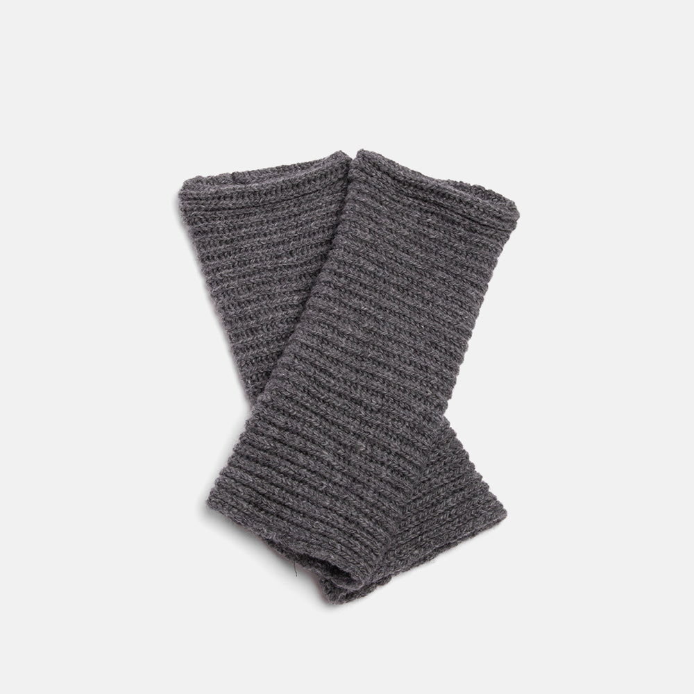 dark grey cashmere blend wrist warmers, hand made in France