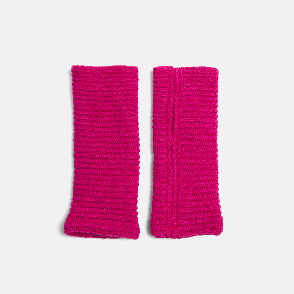 fuschia pink cashmere blend wrist warmers, hand made in france