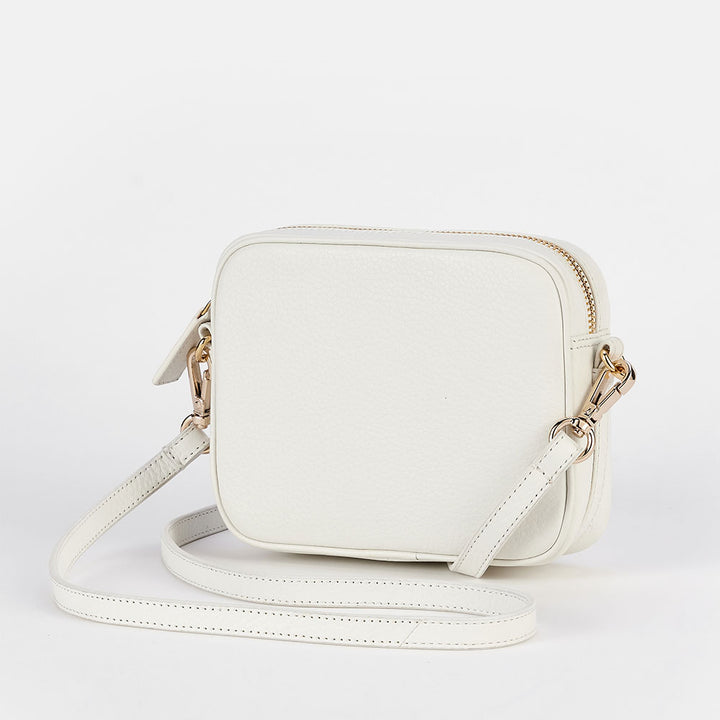Winter White Leather Mini Camera Bag