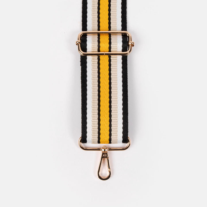 black and mustard yellow webbing handbag strap