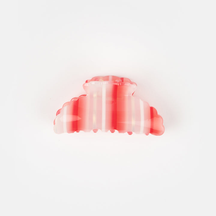 red, pink and cream candy stripe acrylic hair grip
