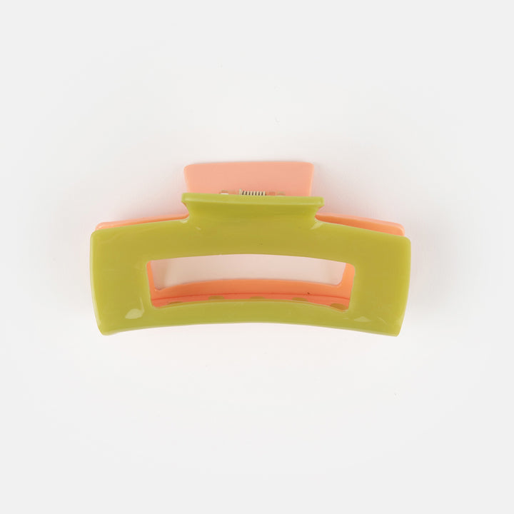pink and green colour block acrylic hair claw