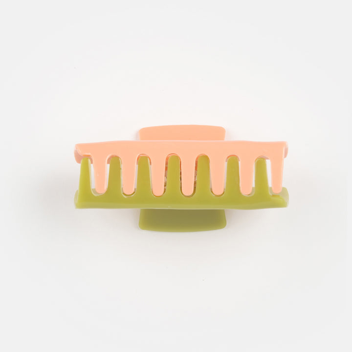 pink and green colour block acrylic hair claw