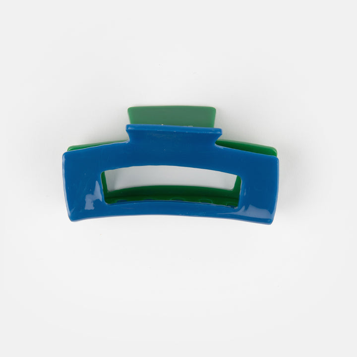 blue and green block acrylic hair claw