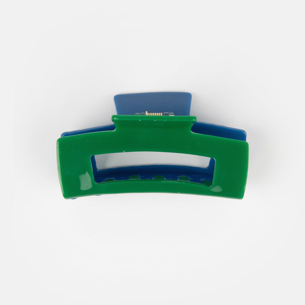 blue and green block acrylic hair claw