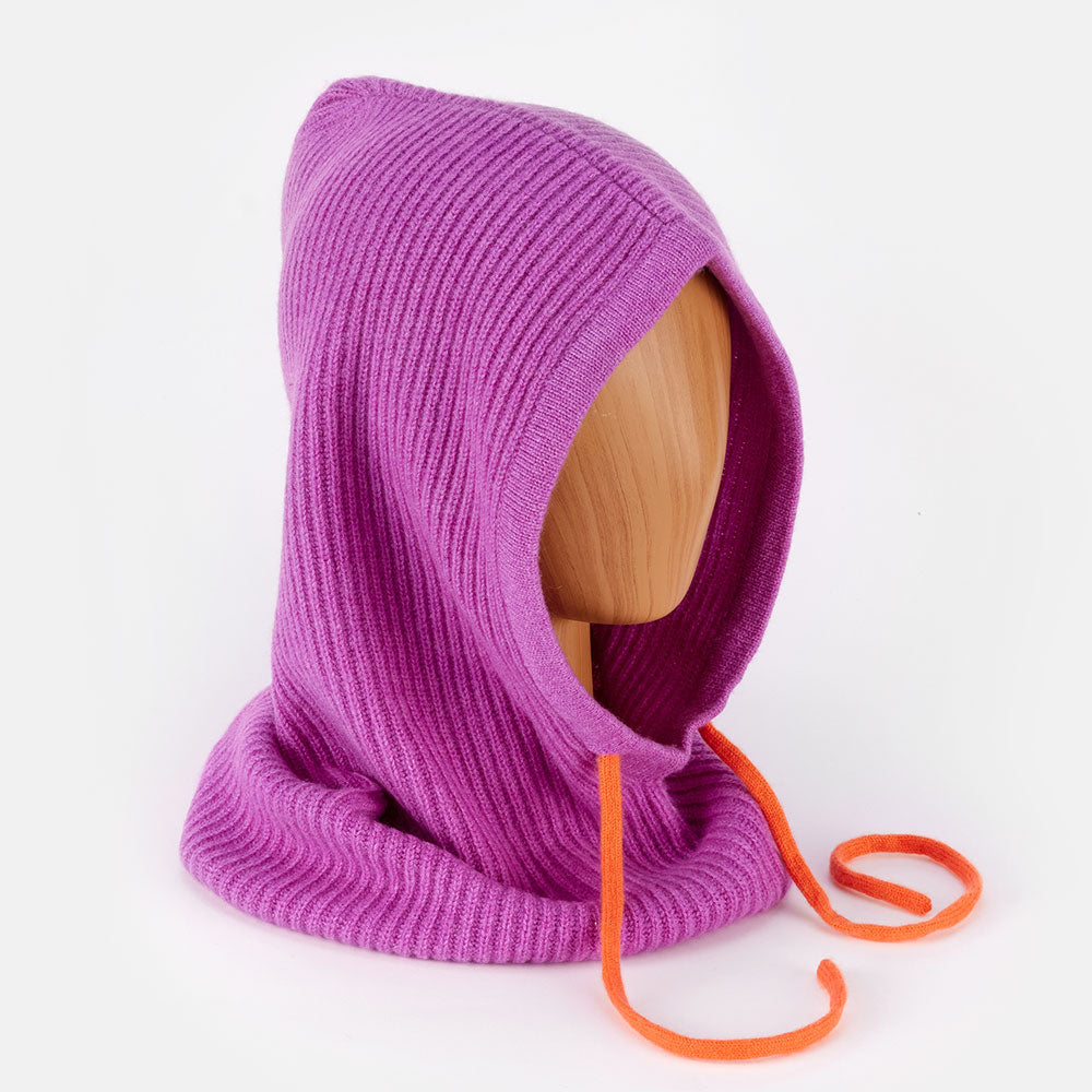 bright violet pure cashmere balaclava hood