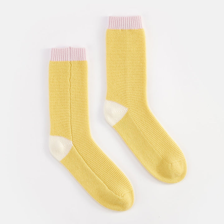 yellow link knit pure cashmere bed socks