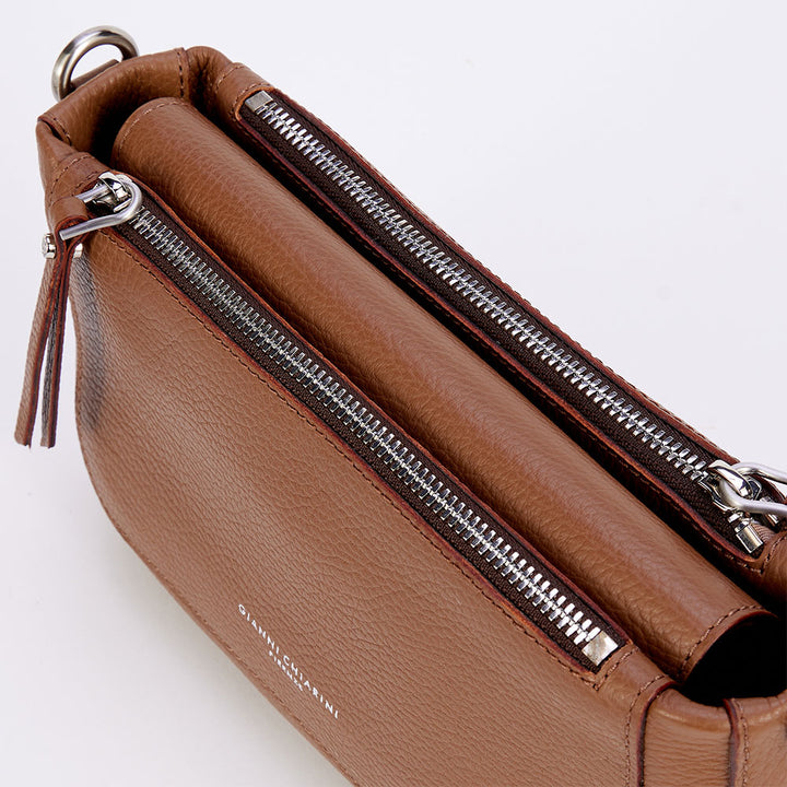 brown leather Ally crossbody bag, made in Italy by Gianni Chiarini
