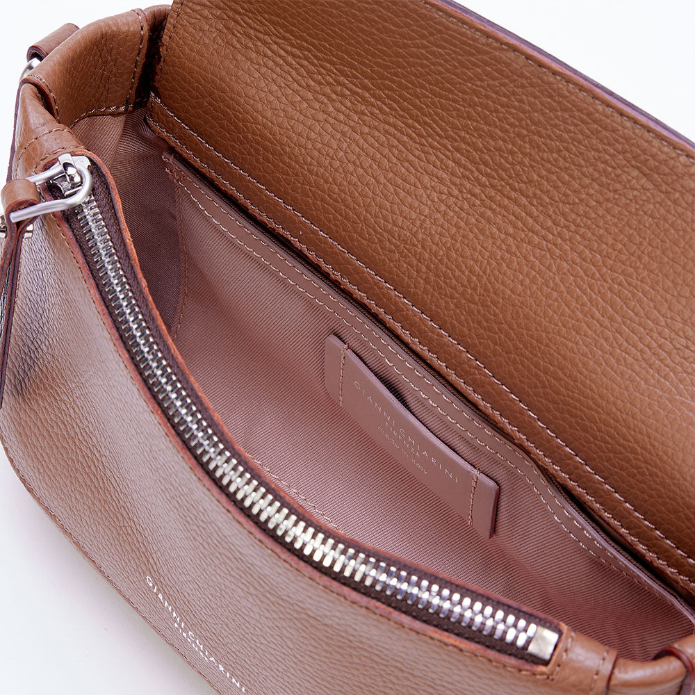 brown leather Ally crossbody bag, made in Italy by Gianni Chiarini