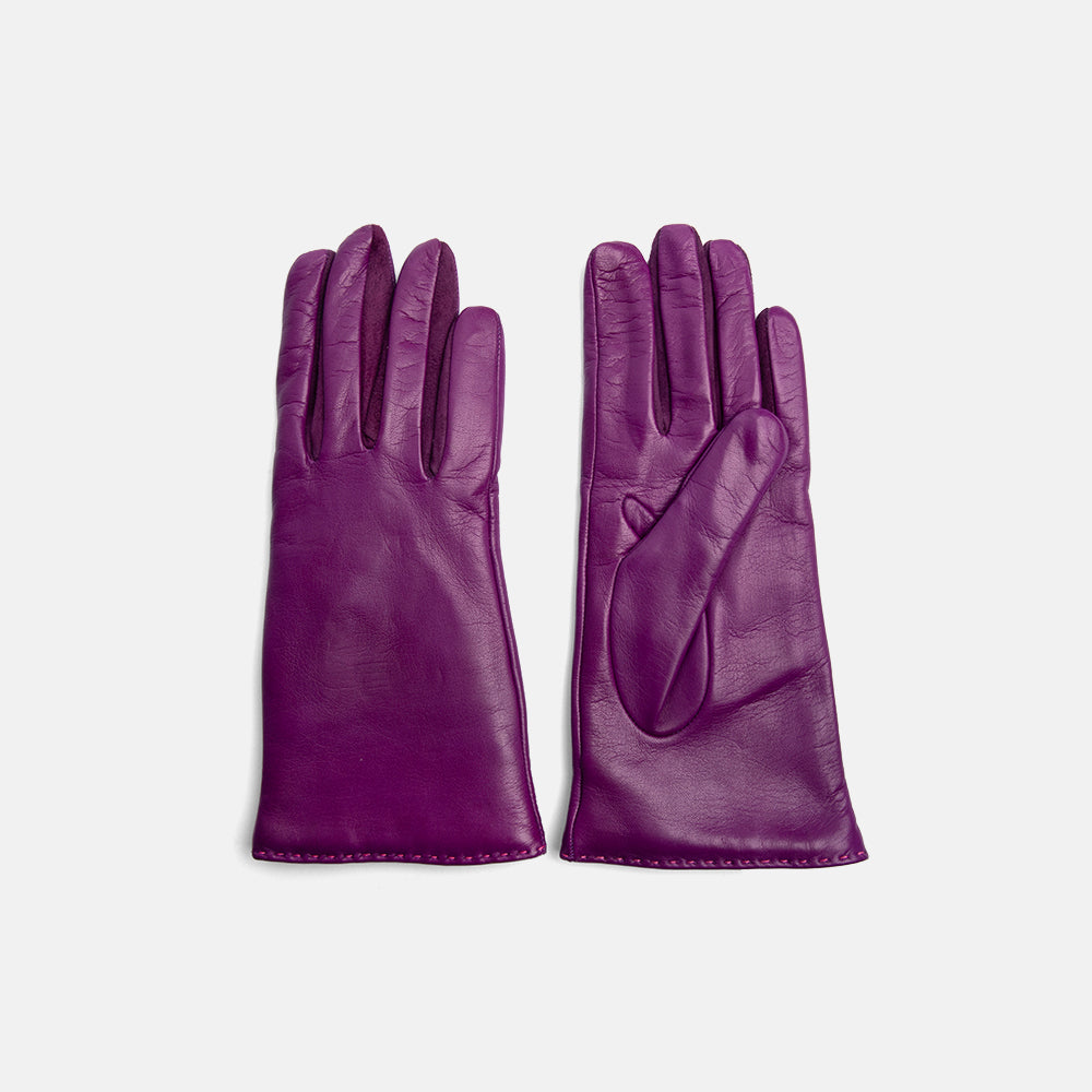 violet cashmere lined leather gloves
