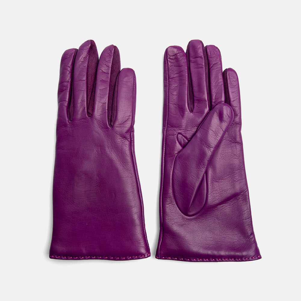 violet cashmere lined leather gloves