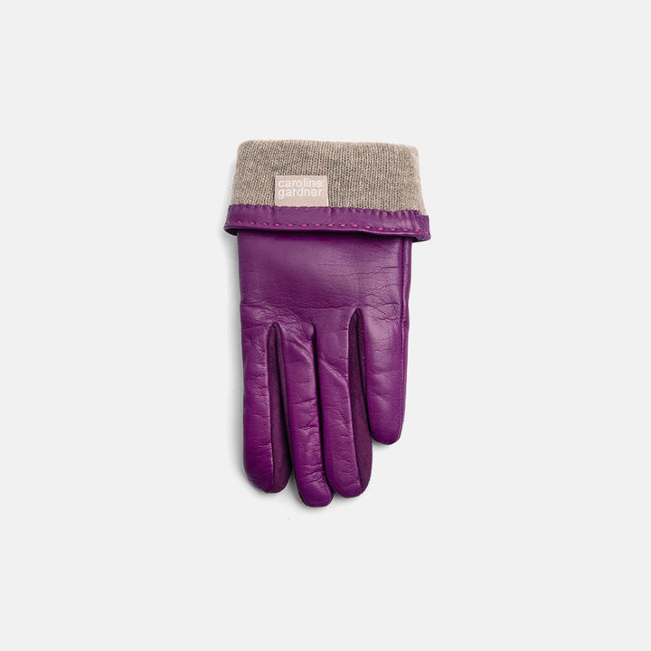 violet cashmere lined leather gloves