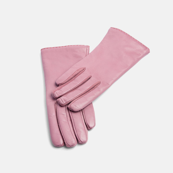 pale pink cashmere lined leather gloves