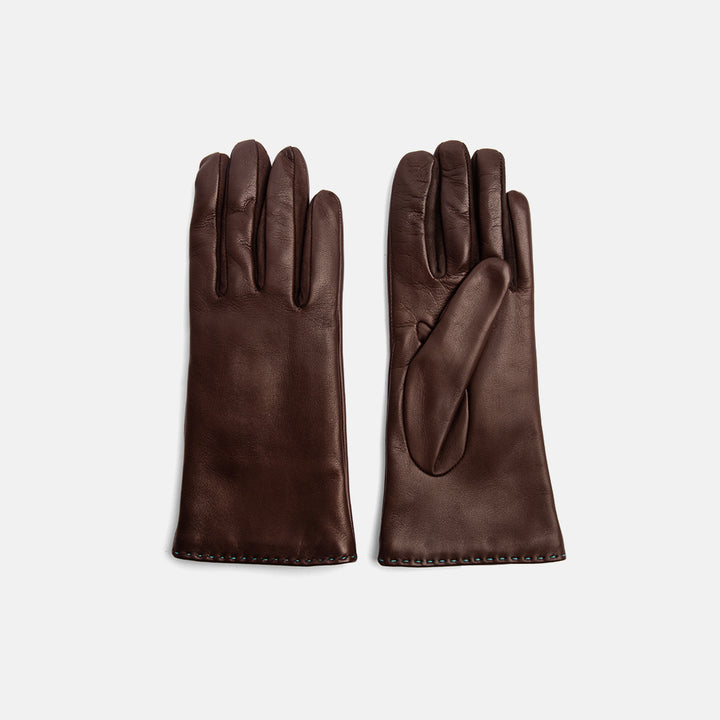 brown cashmere lined leather gloves
