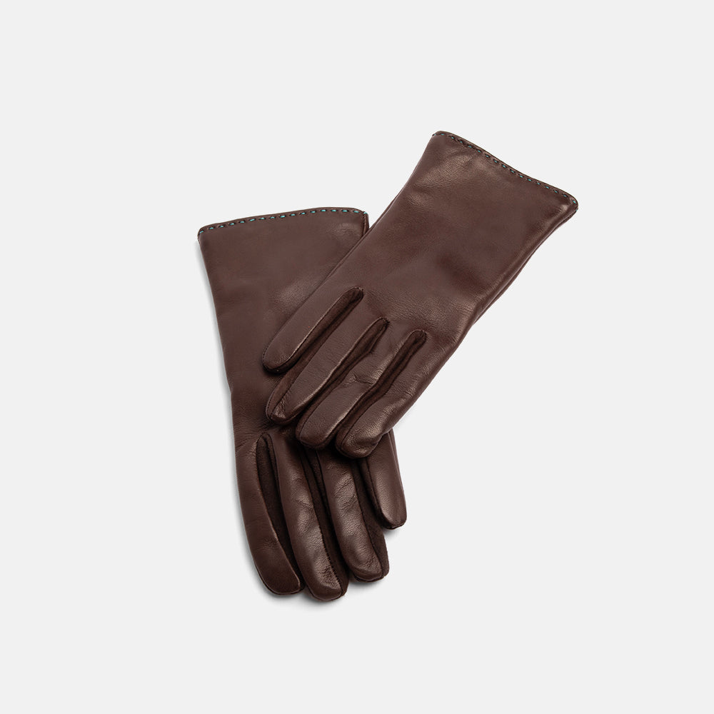 brown cashmere lined leather gloves