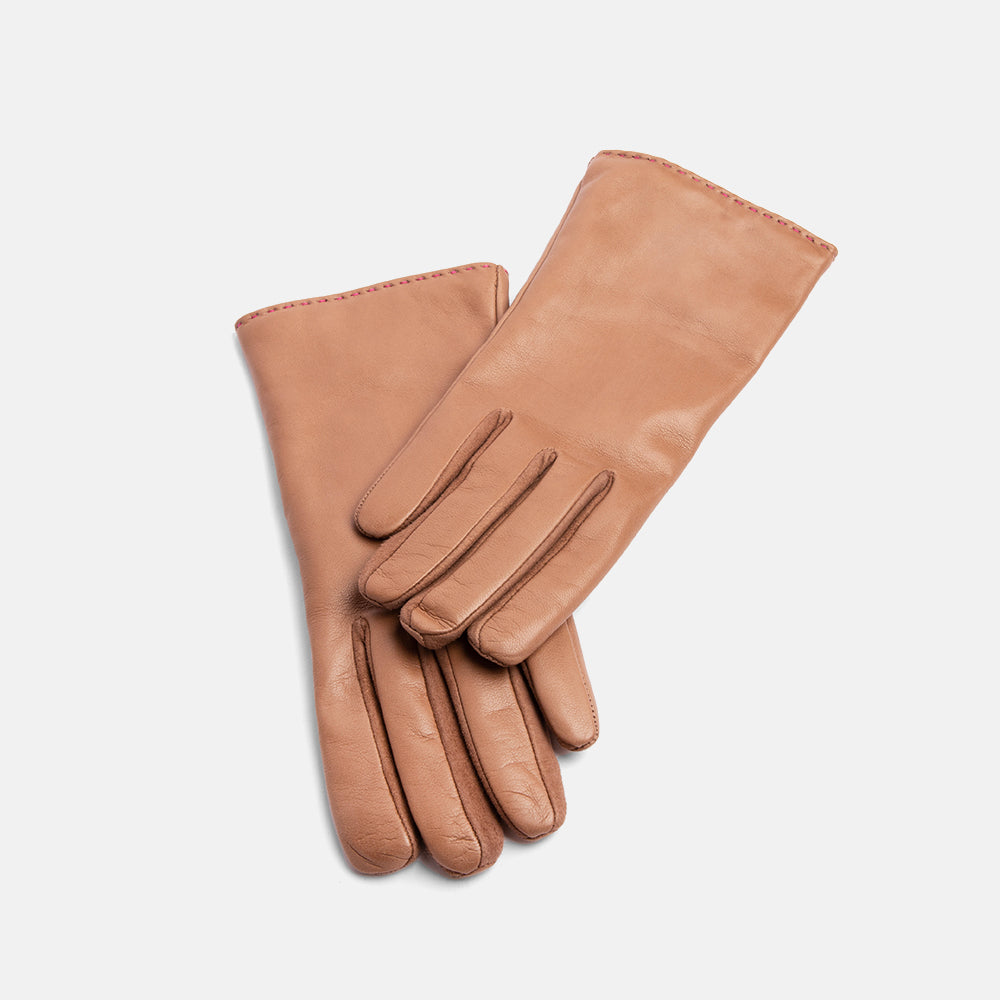 taupe cashmere lined leather gloves