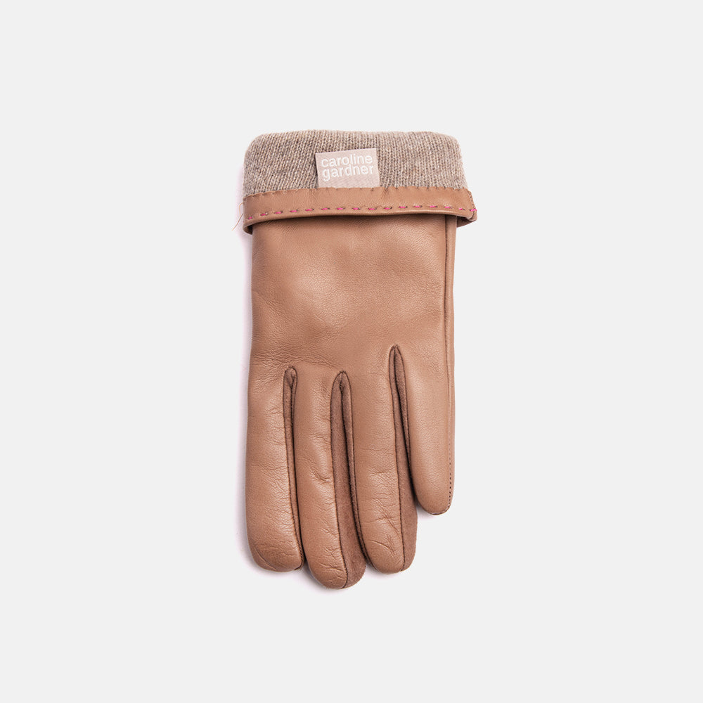 taupe cashmere lined leather gloves