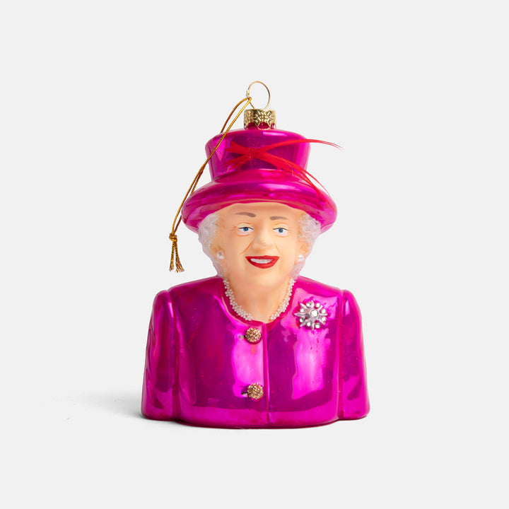 pink queen Elizabeth II hanging christmas tree bauble decoration