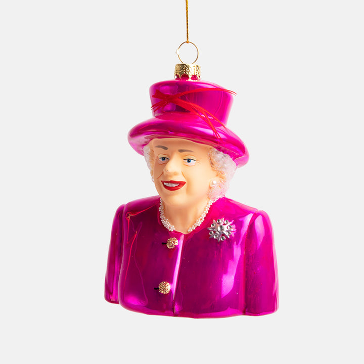 pink queen Elizabeth II hanging christmas tree bauble decoration