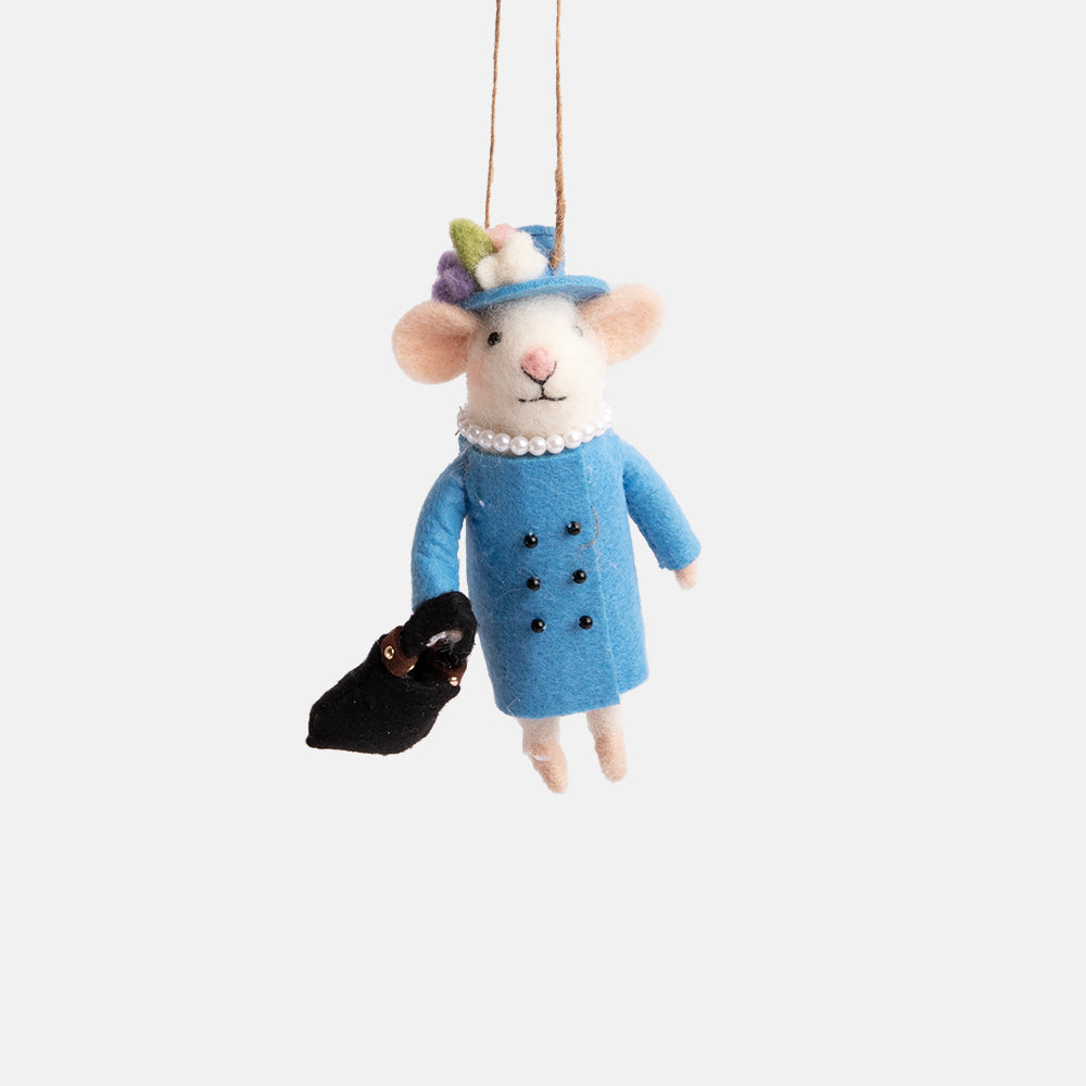 blue queen mouse hanging christmas tree bauble decoration