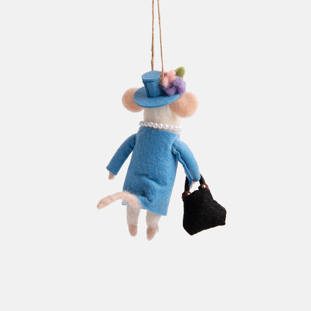 blue queen mouse hanging christmas tree bauble decoration