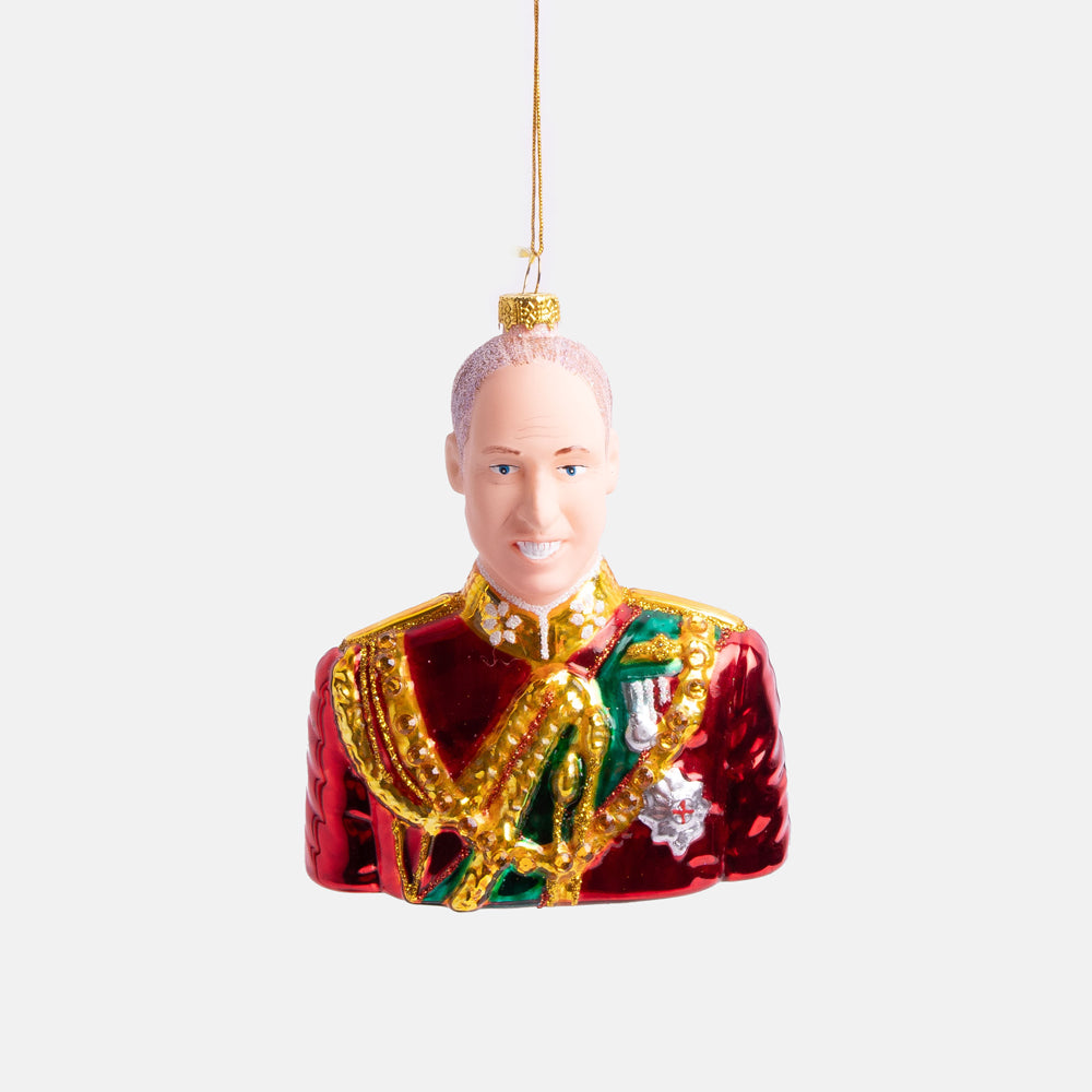 glass prince william hanging christmas tree decoration